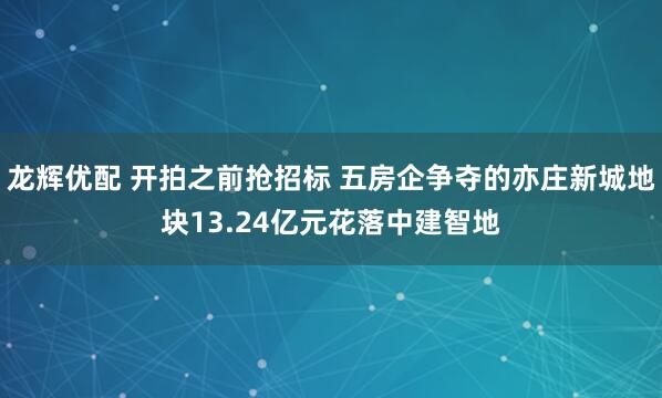 龙辉优配 开拍之前抢招标 五房企争夺的亦庄新城地块13.24亿元花落中建智地